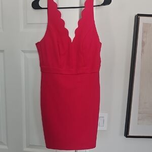 City Studio Hot Pink Scalloped Mini Dress